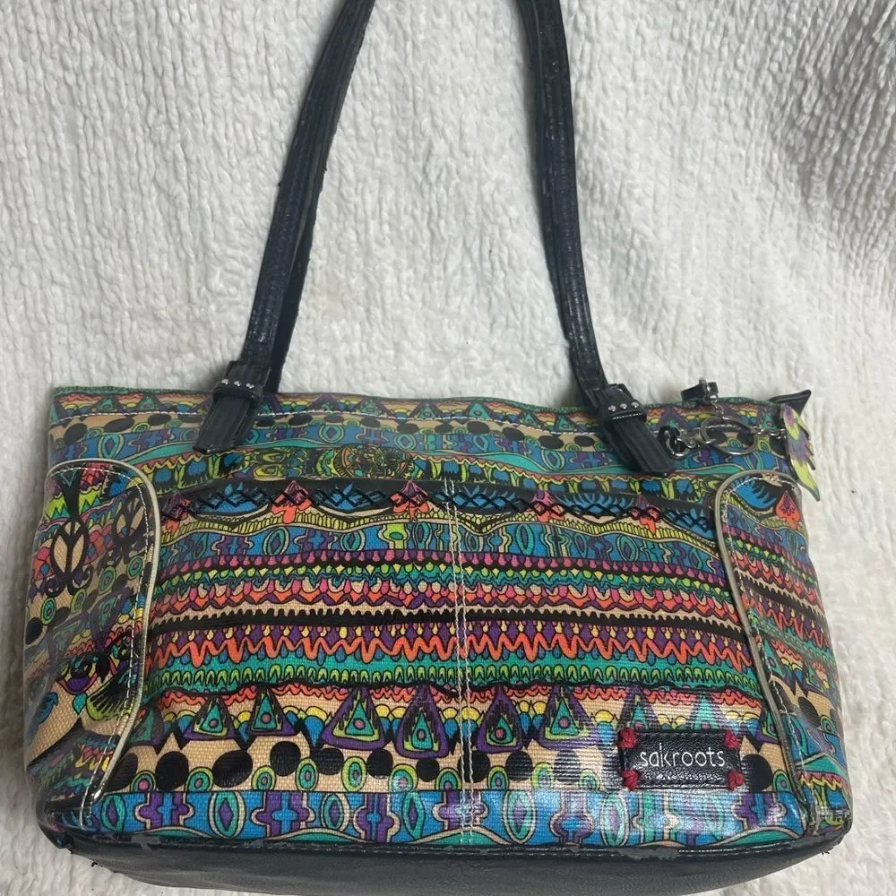 Sakroots Artist Circle Metro Tote , Cotton multi color Coated Canvas tote .